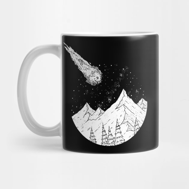 retro moon mountains shooting star by lazykitty